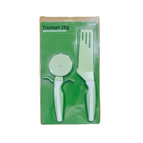 Stainless Steel Pizza Cutter and Spatula Set - Green Shop Online
