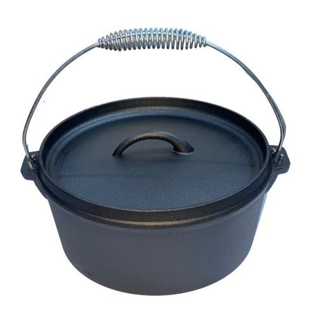 Cast Iron Dutch Oven Pan 25 x 10cm With Two Side Handles and Hanger - Green Shop Online