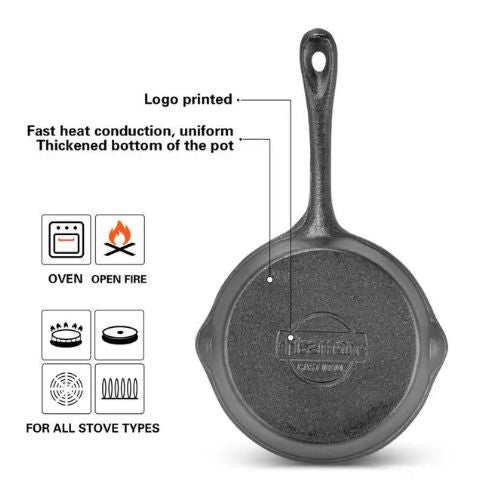 Non-Stick Cast Iron Frying Pan 16cm - Durable, Easy-Clean - Green Shop Online