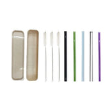 Wheat Straw Box Plus 3 Reusable Straight Glass Straws And 3 Cleaning Brushes - Green Shop Online