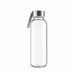 300ml clear glass water bottle by KOVA with stainless steel lid and grey carry strap - BPA free, unbranded