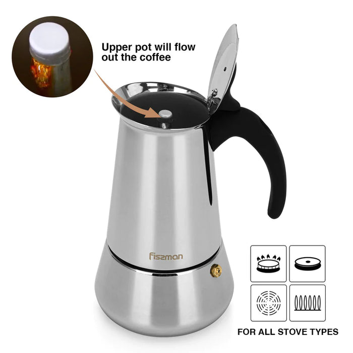 Coffee Maker 300ml for 6 cups - Stainless Steel