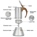 Coffee Maker 300ml For 6 Cups Pressed Aluminium Wooden Handle And Knob - Green Shop Online