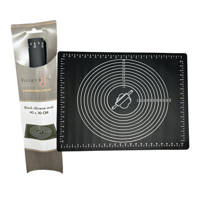 Baking Silicone Mat for Rolling Dough with measurements- Black - 40 x 30cm