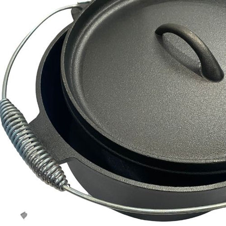Cast Iron Dutch Oven Pan 25 x 10cm With Two Side Handles and Hanger - Green Shop Online