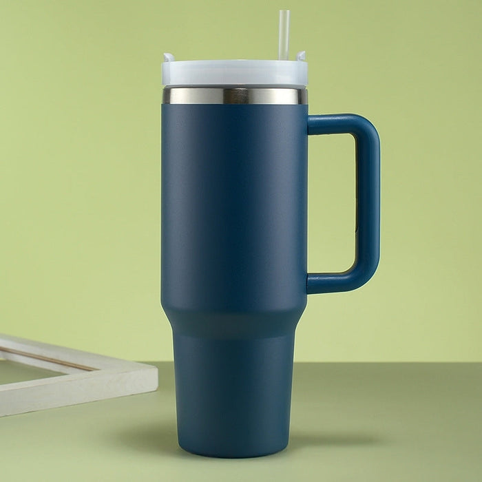Double Wall Stainless Steel 1.18L/40oz Tumbler with Flip Open Lid and Straw Midnight Navy