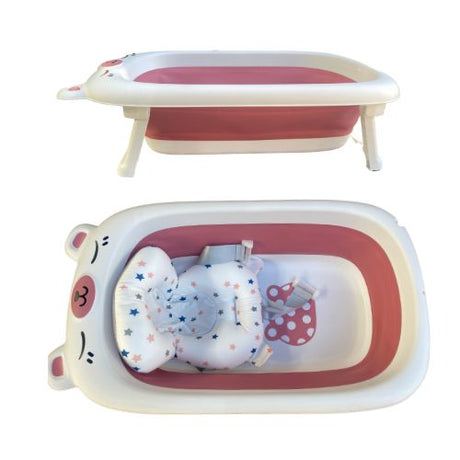 Kids Foldable Bath Tub - Small 78 x 49 x 23cm with Support Pillow - Green Shop Online