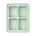 Mint green 4-compartment silicone baby food freezer tray, top view showing deep portion wells