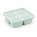 Mint green silicone freezer tray with lid, 4 large compartments for baby food and meal prep storage