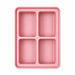 Pink 4-compartment silicone freezer tray for baby food and soup portions, overhead view