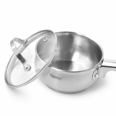Saucepan with Glass Lid 14 x 7 cm  1.1 LTR stainless steel - Green Shop Online