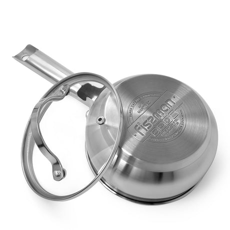 Saucepan with Glass Lid 14 x 7 cm  1.1 LTR stainless steel - Green Shop Online