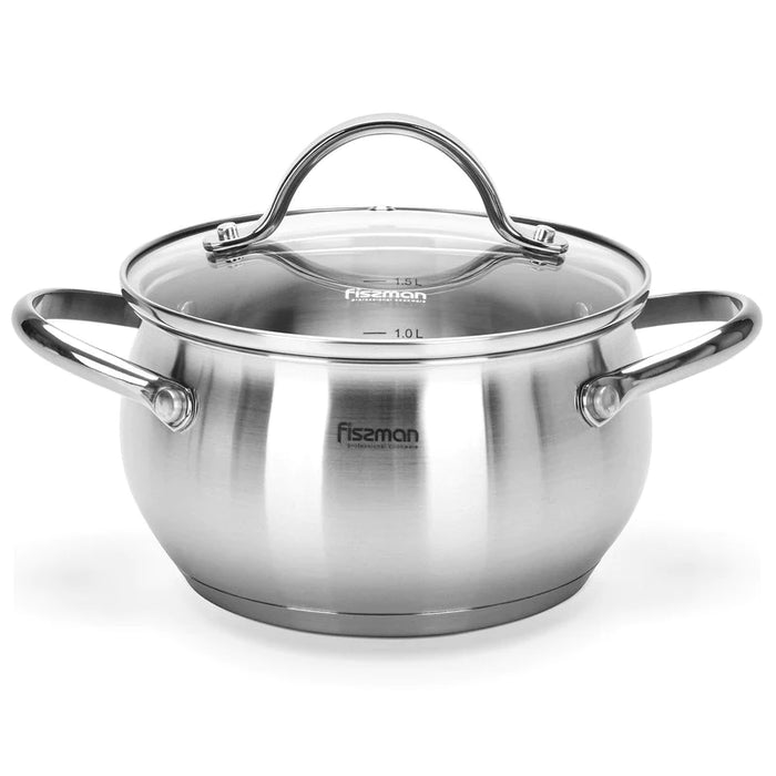 Stockpot 16 x 9cm 1.8 LTR with Glass Lid Stainless Steel