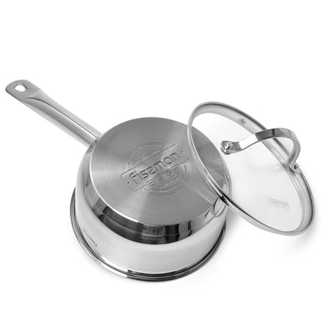 Saucepan LUMINOSA with Glass Lid 16 x 7.5 cm  1.5 LTR stainless steel - Green Shop Online