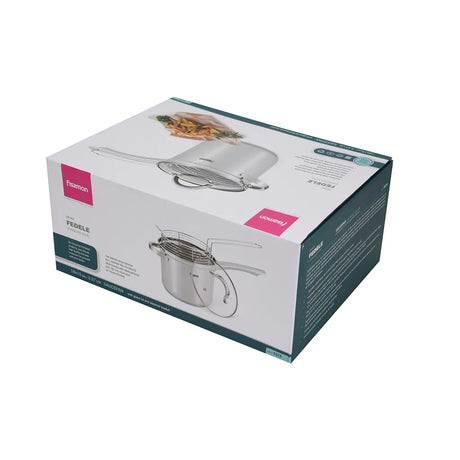 Saucepan FEDELE 18x15cm / 3.57 LTR with Glass Lid and Frying Basket - Green Shop Online