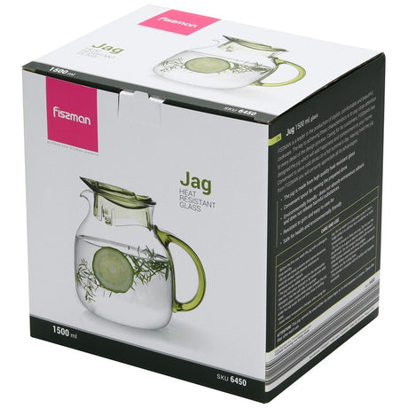Fissman Jug 1500ml - Borosilicate Glass - Green Shop Online