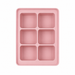Pink 6-compartment silicone freezer tray for baby food and soup portions, overhead view