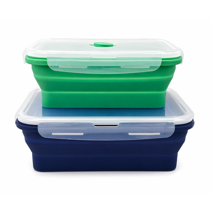 Pack & Stack Collapsible Silicone Bento Lunch Box Set