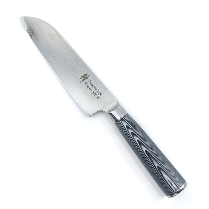 Santoku Knife (7 in) Damascus Steel – black