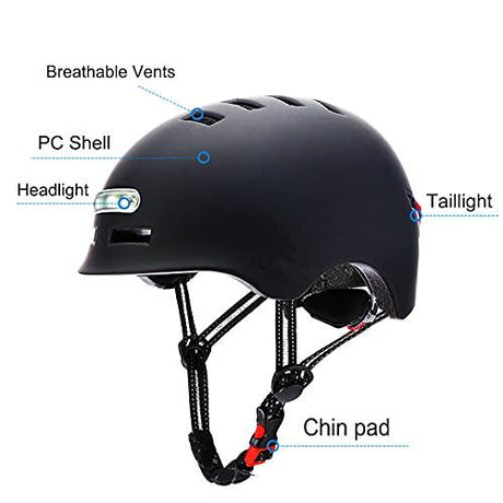 AHA Smart LED Helmet – Black, Adjustable with LED Safety Lights for Safe Riding - Green Shop Online