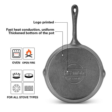 Cast Iron Non-Stick Frying Pan 25 x 4.6cm with Handle - Pack of 10 - Green Shop Online