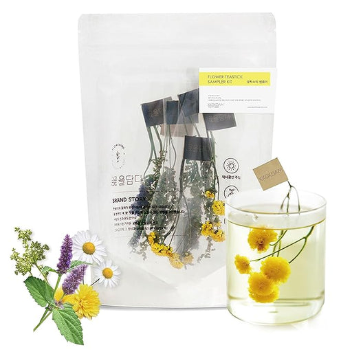 Kkokdam Korean Flower Teastick Sampler Kit 8 Bags