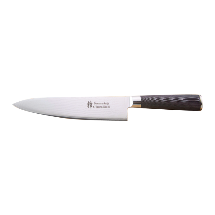 Damascus Steel Knife – Black Wood Handle 8 inch Chef Knife