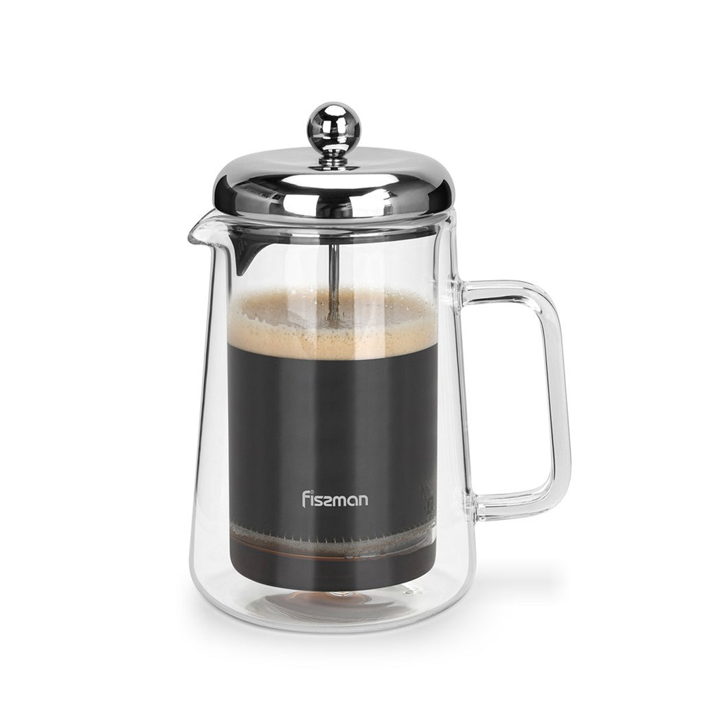 Double Wall French Press Coffee Maker 600ml Borosilicate Glass — Green shop Online