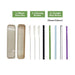 Wheat Straw Box Plus 3 Straight Reusable Glass Straws And 3 Cleaning