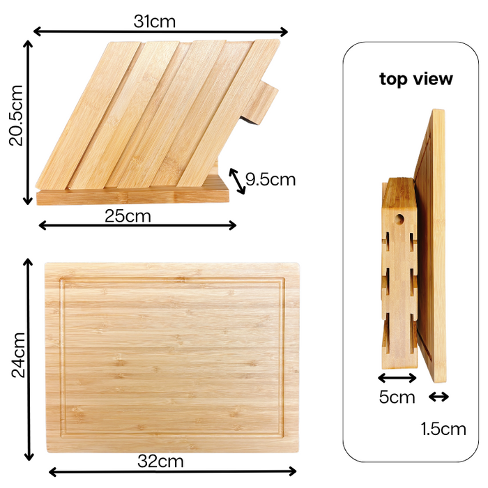 Bamboo Knife Holder and Cutting Board Set