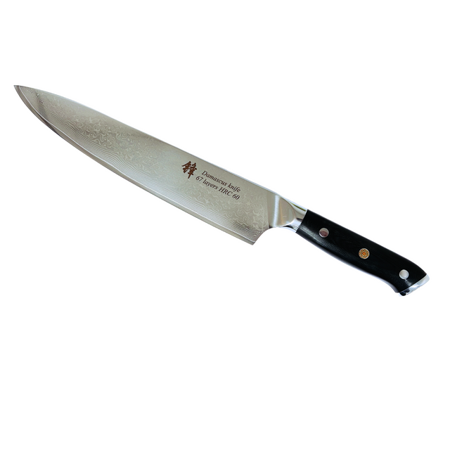 Damascus steel 10in Chef knife Black Fibre Glass Handle - Green Shop Online