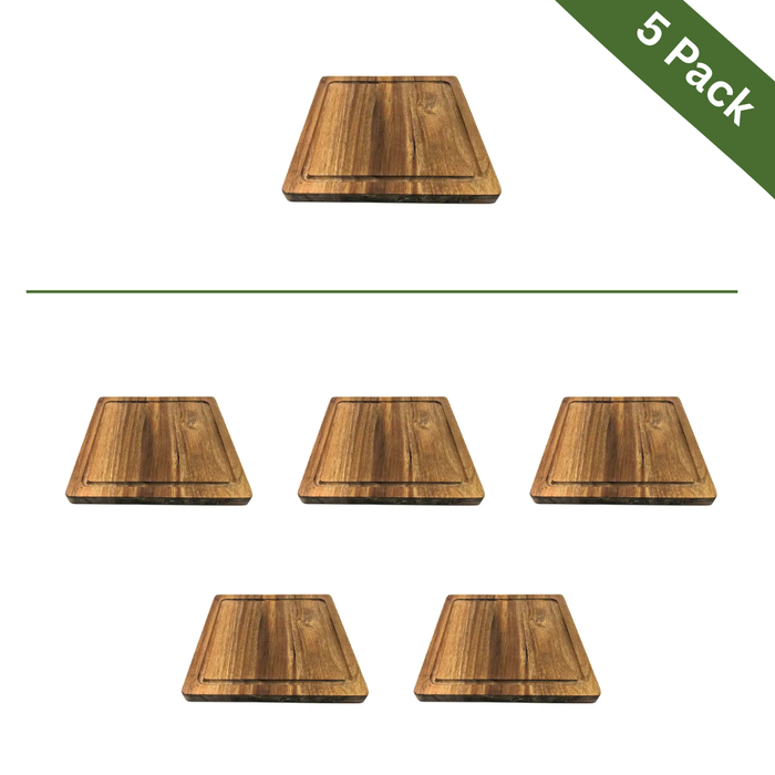 Acacia Wood Reversible Serving & Cutting Board - Small, 5-Pack