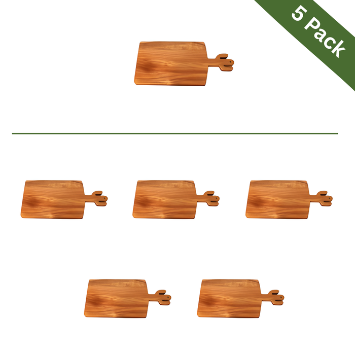 Acacia Wood Serving & Pizza Board with Handle - Large, 5-Pack