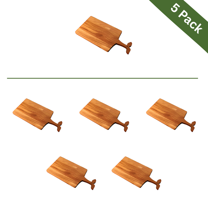 Acacia Wood Serving & Pizza Board with Sprout Handle - Large, 5-Pack