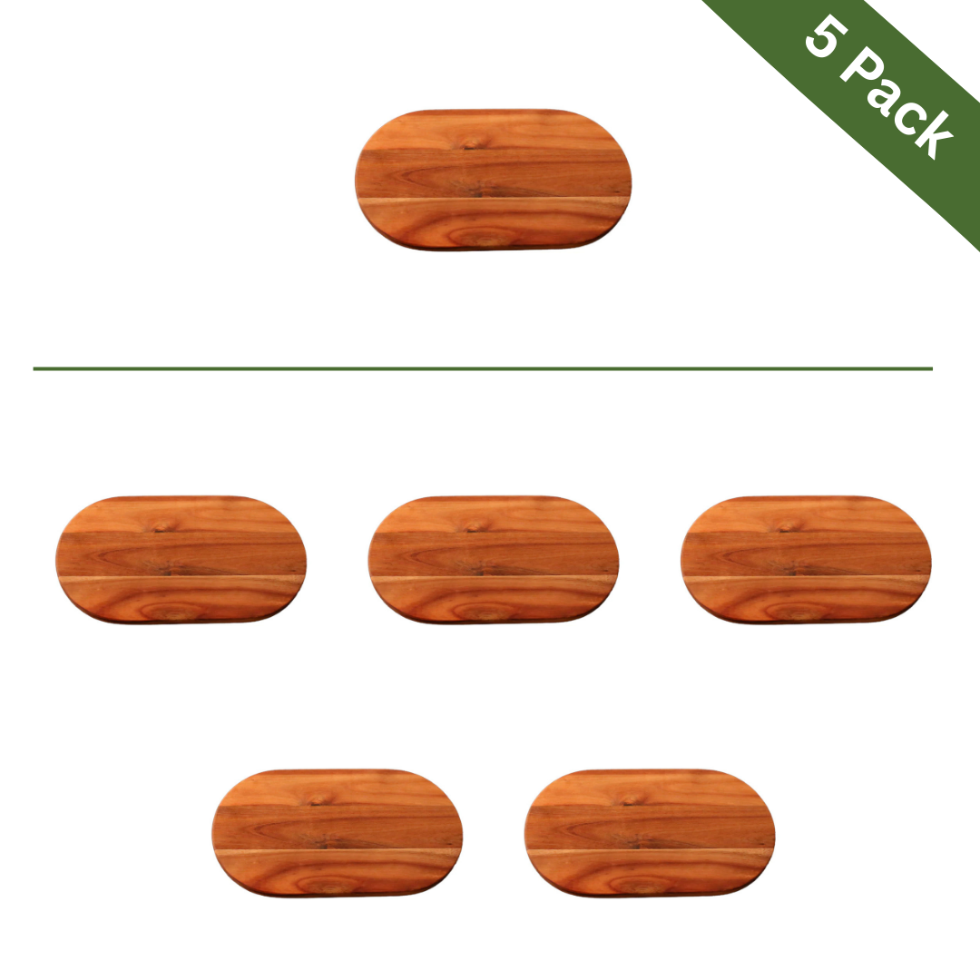 Acacia Wood Oval Serving & Cutting Board - Medium, 5-Pack