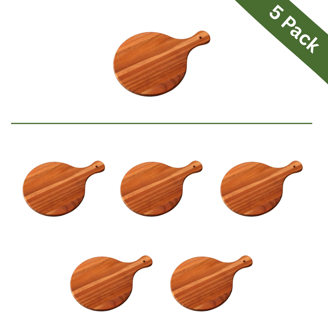 Acacia Wood Pizza Paddle Serving Board - Small, 5-Pack