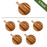 Acacia Wood Pizza Paddle Serving Board - Extra Large, 5-Pack