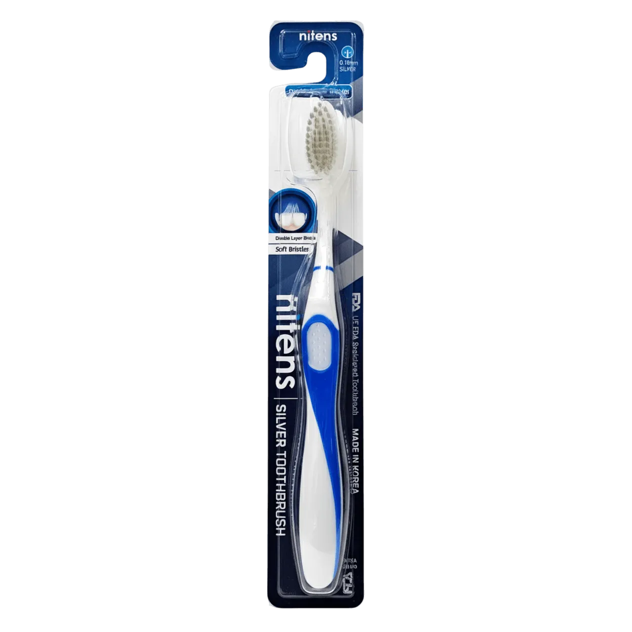Nitens silver ion antibacterial toothbrush blue – double-layer soft bristles, FDA registered