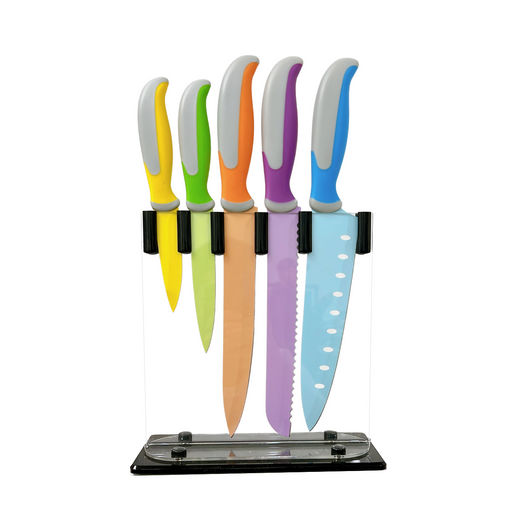 5 Piece Knife Set With Clear Knife Holder