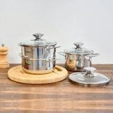 Mini Cooking pot 12 x 7.5cm 0.8 LTR with Glass Lid Stainless Steel - Green Shop Online