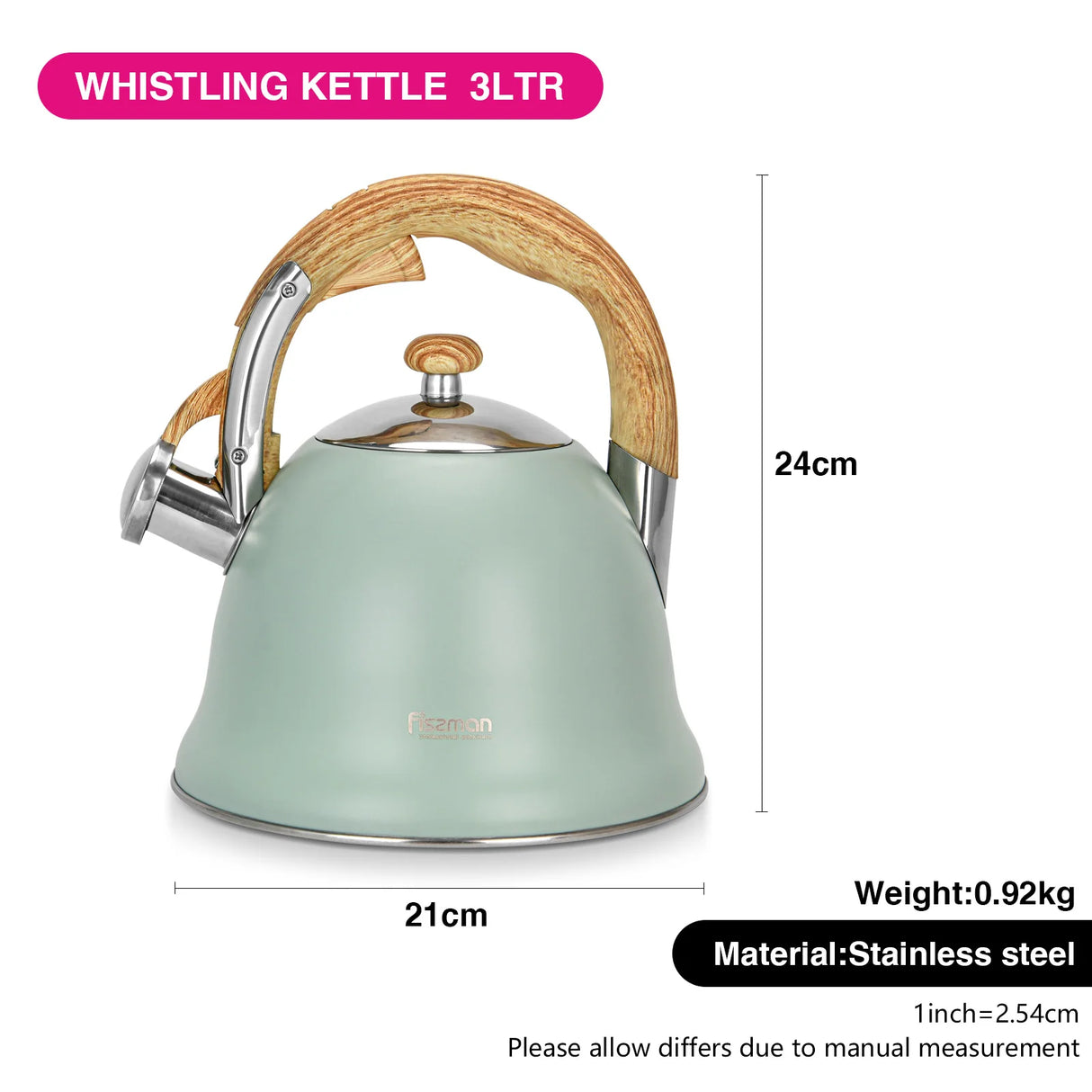 Whistling Tea Kettle Azura Series Stainless Steel - 3.0L - Green Shop Online