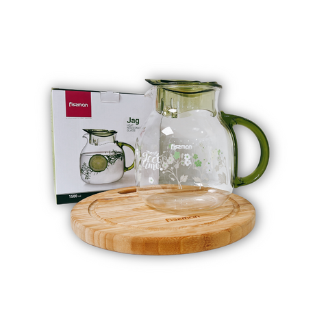 Fissman Jug 1500ml - Borosilicate Glass - Green Shop Online