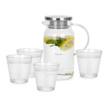 Jug 1400ml With Four Glasses Drinking Set Borosilicate Glass - Green Shop Online