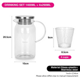 Jug 1400ml With Four Glasses Drinking Set Borosilicate Glass - Green Shop Online