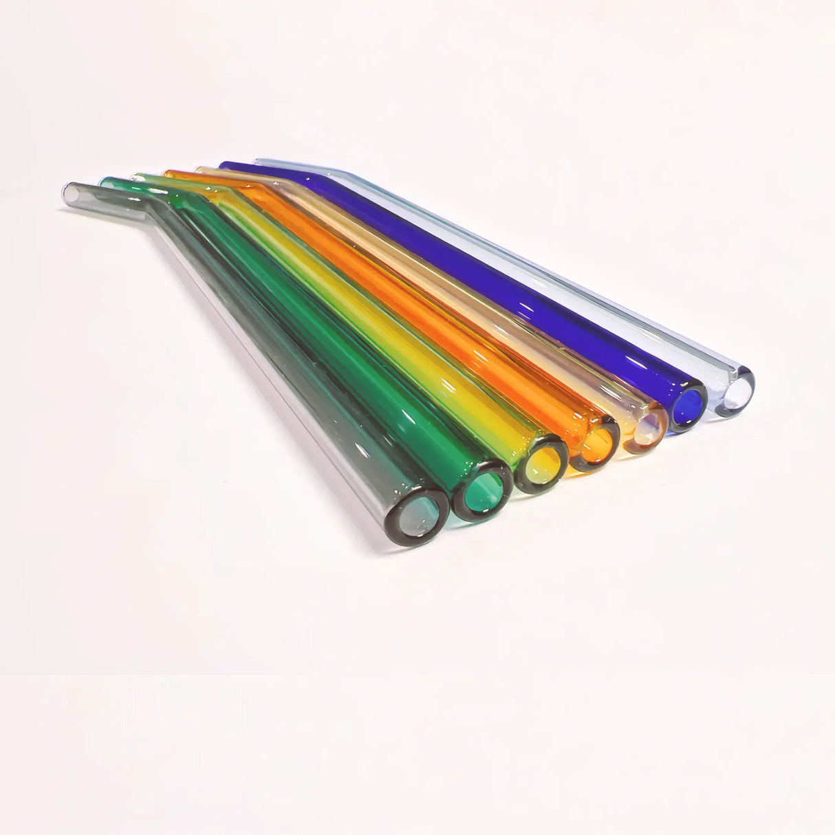 8mm Glass Straws Bent - 50 Pack