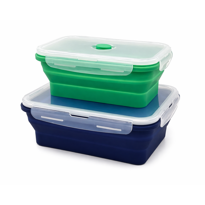Pack & Stack Collapsible Silicone Bento Lunch Box Set