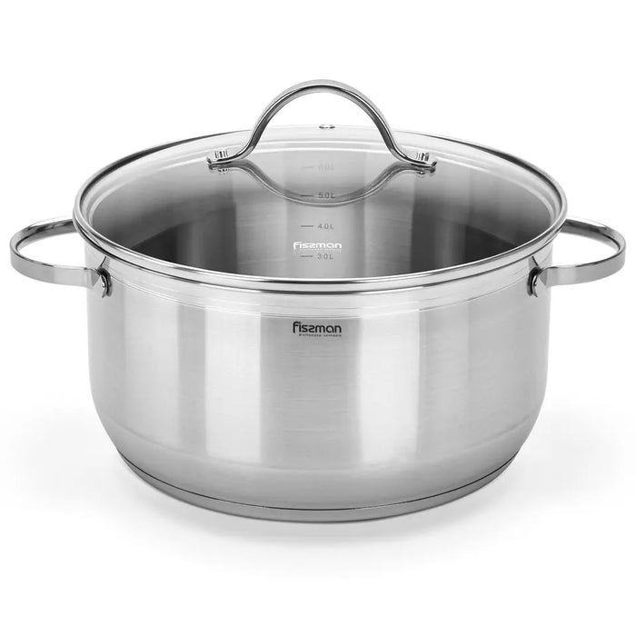Stockpot 26 x 13.5 cm 7.1 LTR with Glass Lid Stainless Steel
