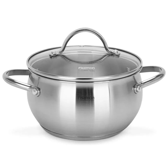 Stockpot 18 x 10cm 2.5 LTR with Glass Lid Stainless Steel