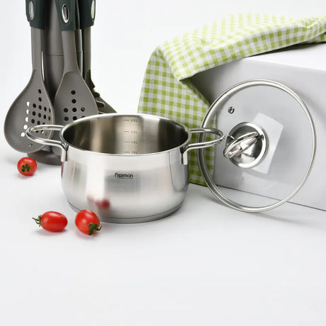 Stockpot 16 x 9.5 cm 1.9 LTR with Glass Lid Stainless Steel - Green Shop Online