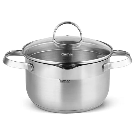 Stockpot 20 x 11.5cm  3.4 LTR with Glass Lid Pouring Lip and Lid Strainer Stainless Steel - Green Shop Online